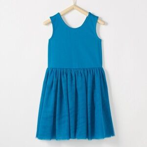 Hanna Andersson Girls 10 Blue Tulle Skirt Sleeveless Stretchy Pull On Tutu Dress